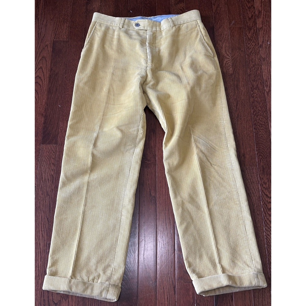 J McLaughlin Corduroy‎ Pants Mens 36x29 Yellow 100% Cotton Cuffed